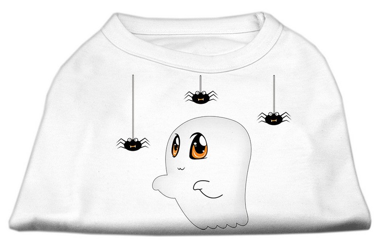 Sammy the Ghost Screen Print Dog Shirt White XS